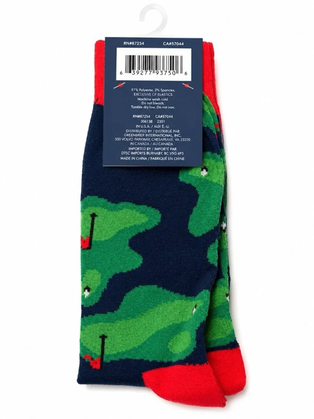 Juncture Men Crew Socks Golf Print Multicolor 2 Pair Shoe Size 6-12